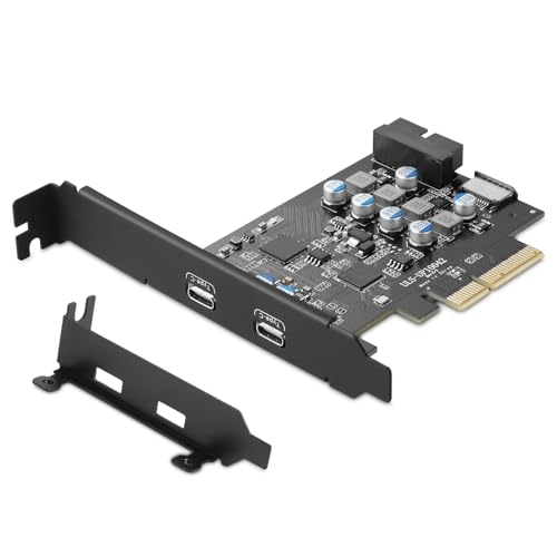 YEELIYA USB C PCIE Karte，PCIe 4X to 10 Gpbs Karte mit 2 x Type C & 2 Internen Ports (Type-E, 19 Pin USB 3.0 Header) PCI Express Front Panel Adapter für Desktop PC Windows Mac OS von YEELIYA