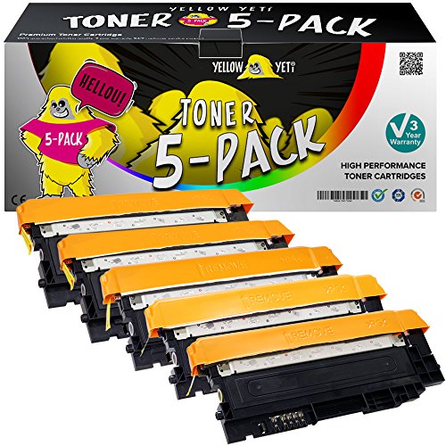 YELLOW YETI 5 Premium Toner kompatibel für Samsung Xpress SL C410W C460FW C460W C467W CLP-360 CLP-365 CLP-365W CLX-3305 CLX-3305FN CLX-3305W | CLT-P406C K406S C406S M406S Y406S von YELLOW YETI