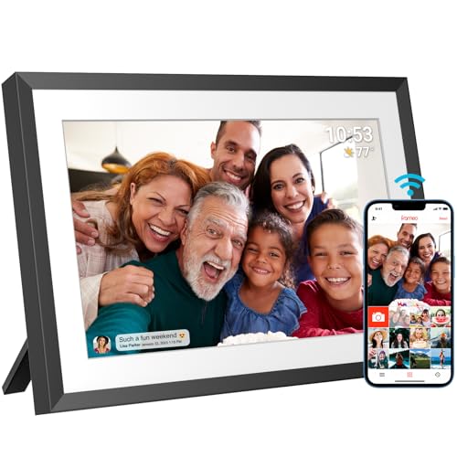 Frameo Digitaler Bilderrahmen 32 GB WiFi 10,1 Zoll Digitaler Bilderrahmen 1280 x 800 IPS LCD Touchscreen 32 GB Speicher Auto-Rotate Wandmontage, Teilen Sie Momente sofort über Frameo-App von überall von YENOCK