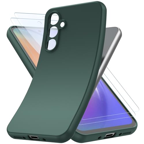 YESARMOR Grün Hülle Weiches Silikon Handyhülle - für Samsung Galaxy A54 mit 2 Stück Schutzfolie Handyhülle, Stoßfeste Kratzfest, Extra Dünn, Schutzhülle für Samsung Galaxy A54 von YESARMOR