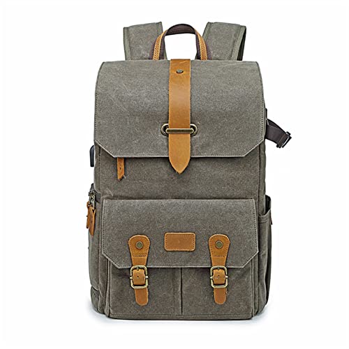 YESEFVXVT Fotografie Retro wasserdichte Batik Rucksack for USB Port Geeignet for 15,6-Zoll-Laptop-Männer SLR Digitalkamera-Kameratasche Tragetasche Fit for Canon Fit for Nikon Kameratasche(Green) von YESEFVXVT