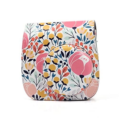 YESEFVXVT Kameratasche Blume PU Leder Sofortbildkamera Zubehör Umhängetasche Schutzhülle Schutzhülle Tasche Geschenk Passend for Fujifilm Passend for Mini 9 8 Kameratasche(B) von YESEFVXVT