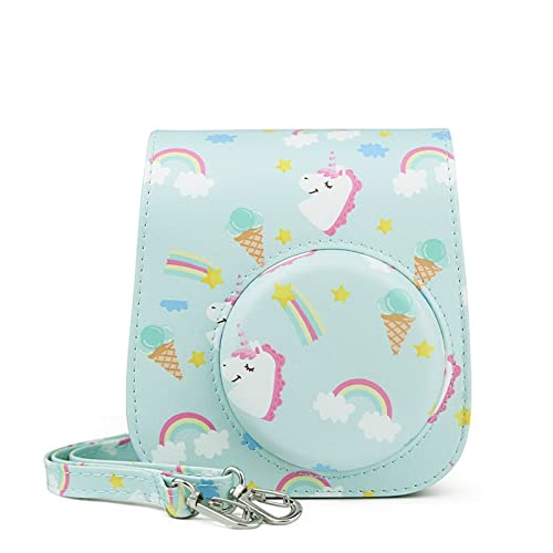 YESEFVXVT PU Leather Camera Bag Shoulder Strap Bag Camera Protective Cover Bag Fit for Fujifilm Fit for Mini 11 9 8 Kameratasche(Unicorn) von YESEFVXVT