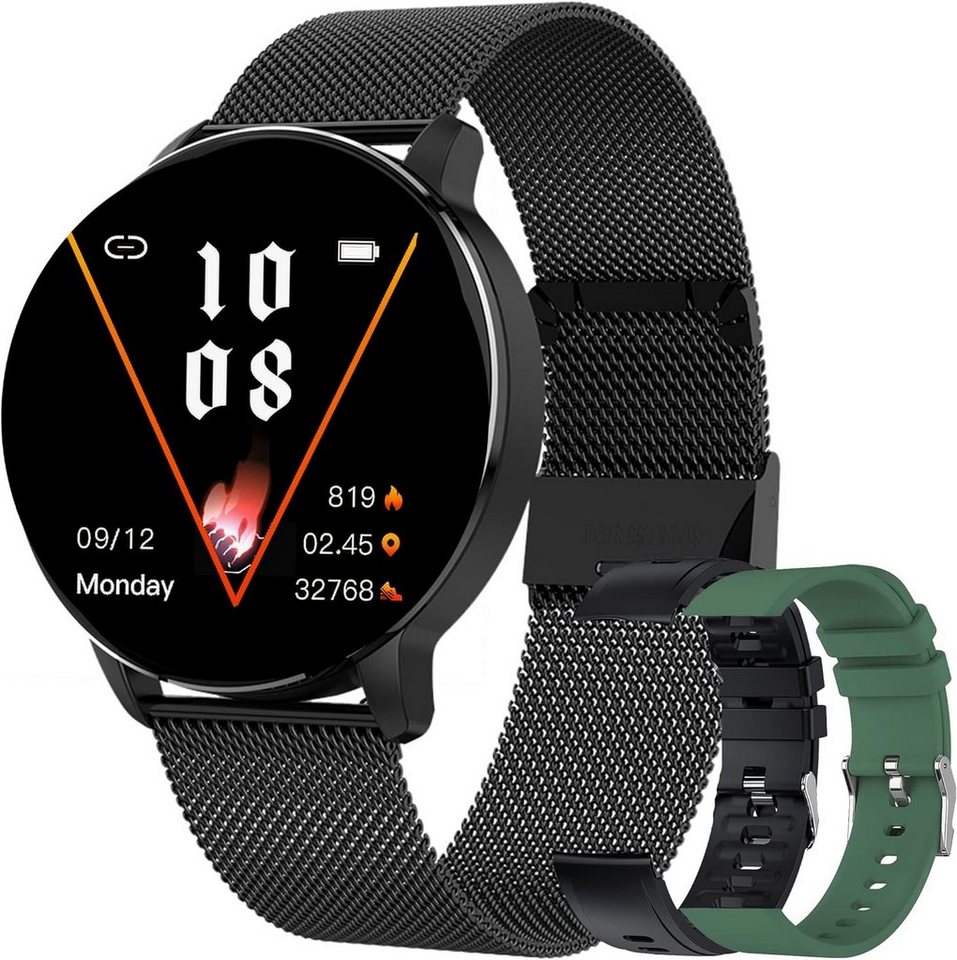 YESFINE Smartwatch (1.3 Zoll, Android/iOS), Damen Fitness-Tracker Herzfrequenz, Blutdruck, IP67 wasserdicht von YESFINE