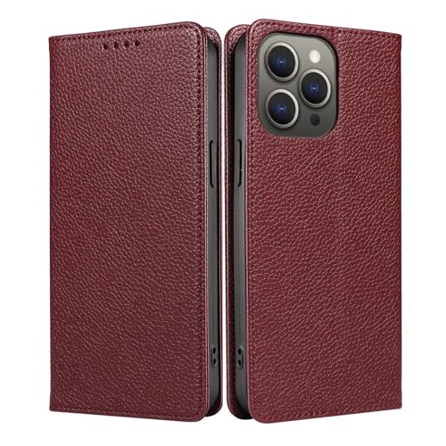 YEXIONGYAN Klapphülle für iPhone 15 Pro Max/15 Pro/15 Plus/15, RFID-blockierend, Brieftaschen-Schutzhülle, Magnetverschluss, Leder mit Kartenfächern (15Pro, Rot) von YEXIONGYAN