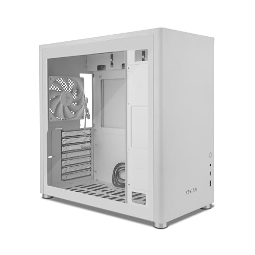 YEYIAN Hussar Plus Full Tower Motherboard PC-Gehäuse kompatibel mit ATX, Micro ATX, Mini ITX | Seitenwand aus gehärtetem Glas transparent | inkl. 1 x 120 mm Lüfter hinten von YEYIAN