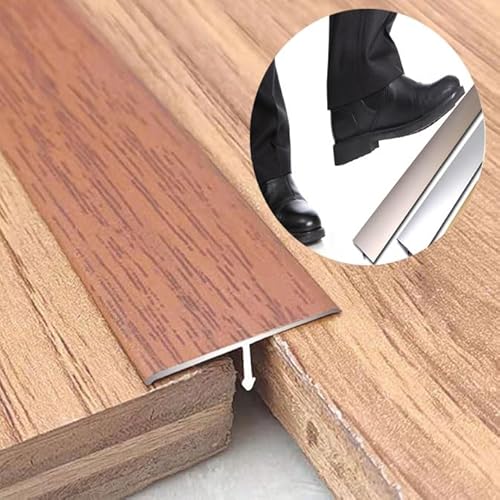 YFQYRB T-Profil Übergangsleiste Für Verbinden Von Bodenspalten, Vinyl Aluminium Fußböden Abdeckleisten, Schneidbar Bodenübergangsstreifen(Dark teak,W 2.5cm(0.98in)) von YFQYRB