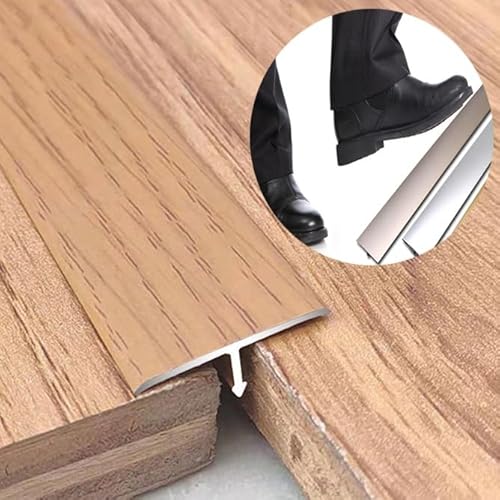 YFQYRB T-Profil Übergangsleiste Für Verbinden Von Bodenspalten, Vinyl Aluminium Fußböden Abdeckleisten, Schneidbar Bodenübergangsstreifen(Teak,W 2.5cm(0.98in)) von YFQYRB