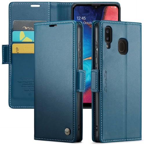 YFXPDF Handyhülle Kompatibel mit Samsung Galaxy A20/M10S Hülle Premium Lederhülle Klappbar Flip Case Tasche Magnet Kartenfach Standfunktion Schutzhülle,Blau von YFXPDF