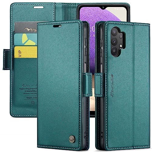 YFXPDF Handyhülle Kompatibel mit Samsung Galaxy A32 5G/M32 5G Hülle Premium Lederhülle Klappbar Flip Case Tasche Magnet Kartenfach Standfunktion Schutzhülle,Grün von YFXPDF