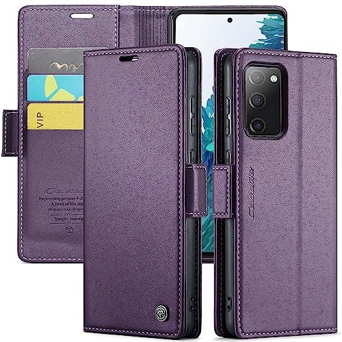 YFXPDF Handyhülle Kompatibel mit Samsung Galaxy S20 FE Hülle Premium Lederhülle Klappbar Flip Case Tasche Magnet Kartenfach Standfunktion Schutzhülle,Purple von YFXPDF