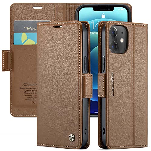 YFXPDF Handyhülle Kompatibel mit iPhone 12 Mini (5.4 Zoll) Hülle Premium Lederhülle Klappbar Flip Case Tasche Magnet Kartenfach Standfunktion Schutzhülle,Braun von YFXPDF