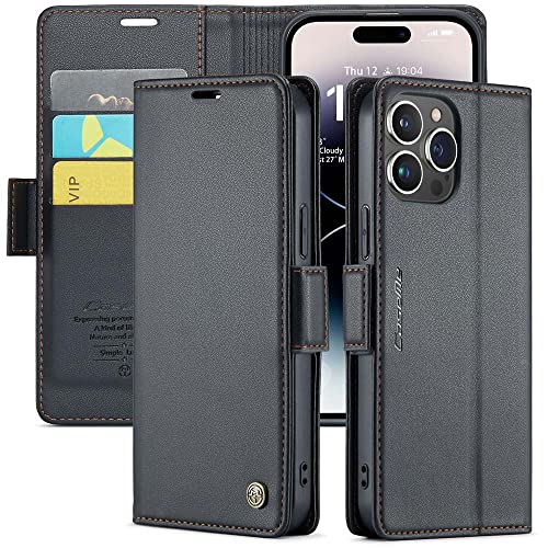 YFXPDF Handyhülle Kompatibel mit iPhone 14 Pro (6.1 Zoll) Hülle Premium Lederhülle Klappbar Flip Case Tasche Magnet Kartenfach Standfunktion Schutzhülle,Schwarz von YFXPDF