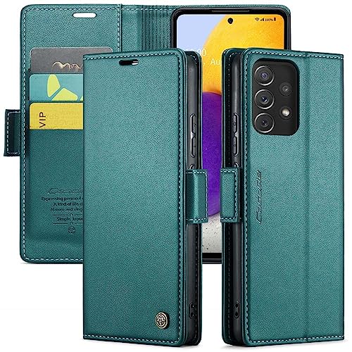 YFXPDF Handyhülle Kompatibel mit Samsung Galaxy A72 4G Hülle Premium Lederhülle Klappbar Flip Case Tasche Magnet Kartenfach Standfunktion Schutzhülle,Grün von YFXPDF