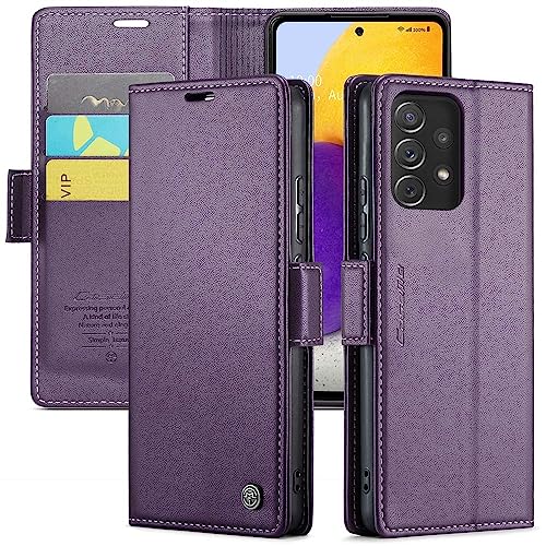 YFXPDF Handyhülle Kompatibel mit Samsung Galaxy A72 4G Hülle Premium Lederhülle Klappbar Flip Case Tasche Magnet Kartenfach Standfunktion Schutzhülle,Purple von YFXPDF