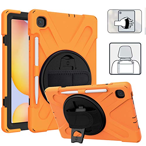 YGoal Hülle für Galaxy Tab S6 Lite 2024 - [Handschlaufe] [Schultergurt] Robuste Schutzhülle mit Fallschutz Case Cover für Samsung Galaxy Tab S6 Lite P620 10.4 Zoll, Orange von YGoal