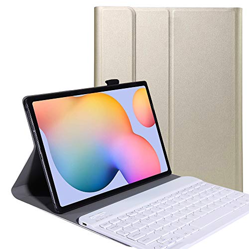 YGoal Tastatur Hülle für Lenovo Tab M10 3rd Gen,(QWERTY Englische Layout) Ultradünn PU Leder Schutzhülle mit Abnehmbarer drahtloser Tastatur für Lenovo Tab M10 3 TB-328FU/TB-328XU 2022, Gold von YGoal