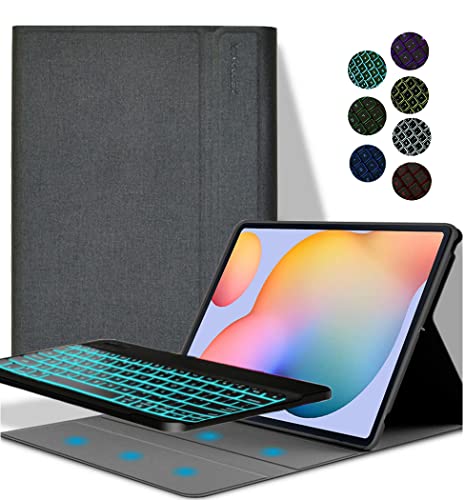 YGoal Tastatur Hülle für Teclast T40 Pro,(QWERTY Englische Layout) 7 Colors Backlit Ultradünn PU Leder Schutzhülle mit Abnehmbarer drahtloser Tastatur für Teclast T40 Pro, Schwarz von YGoal