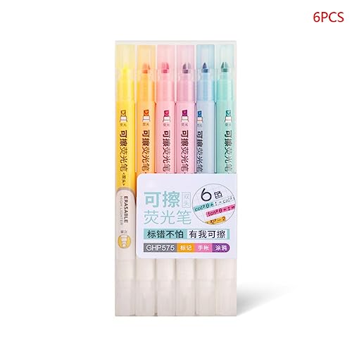 6 Stück Löschbare Textmarker Tip Fluoreszenz Markerstifte Für Kinder Und Erwachsene Scrapbooking Journaling Planer Kalender von YHAILI