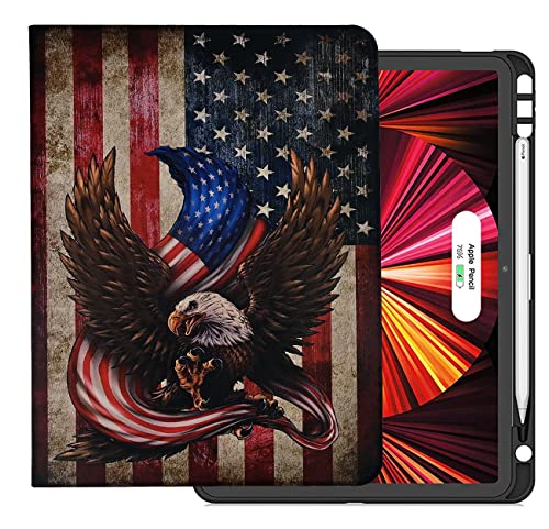 YHB Hülle für iPad 10. Generation 10,9 Zoll 2022, Slim Folio Stand Case TPU Back Protective Smart Cover Auto Wake/Sleep, Bald Eagle American Flag von YHB