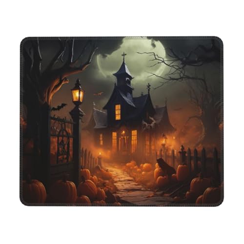 YHBLYKXP Gruselige Halloween-Druck-Mauspads, Mousepads für den Schreibtisch, kabellos, waschbare Mauspads, Mauspad mit genähtem Rand von YHBLYKXP