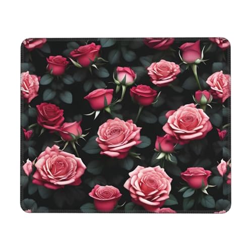 YHBLYKXP Mauspads mit Rosenblüten und vielen Drucken, kabellos, waschbar, Mousepad mit genähtem Rand von YHBLYKXP