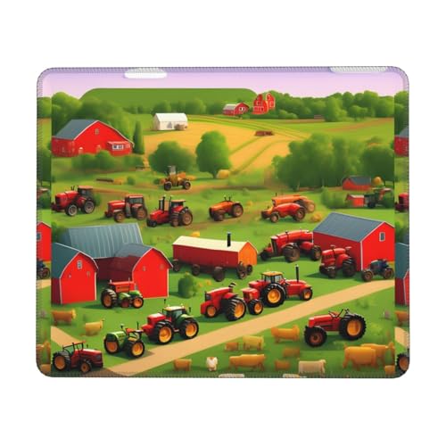 YHBLYKXP Traktor Farm Print Mousepads, Mousepads für Schreibtisch, kabellos, waschbar, Mousepad mit genähtem Rand von YHBLYKXP