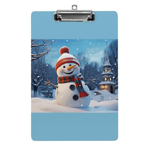 YHEGBFD Klemmbretter Acryl Happy Snowman Print Klemmbrett Standard A4 Briefgröße Klemmbrett Leichtes Klemmbrett Niedliche Klemmbretter Benutzerdefiniertes Muster von YHEGBFD