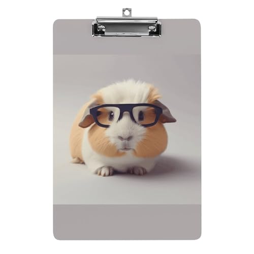 YHEGBFD Klemmbretter Acryl Meerschweinchen mit Brille Druck Klemmbrett Standard A4 Briefgröße Klemmbrett Leichtes Klemmbrett Niedliche Klemmbretter Benutzerdefiniertes Muster von YHEGBFD