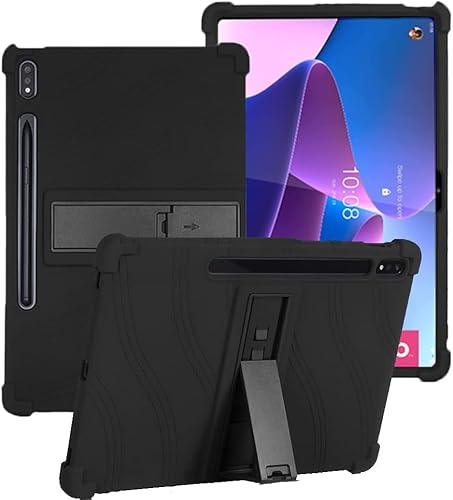 YHFZR Hülle für Lenovo Tab P12 / Tab Pad Pro 12,7 2023, Leicht Silikon Weich Kindgerechte Hülle mit Standfunktion für Lenovo Tab P12/ Lenovo Tab Pad Pro 12,7 Zoll TB371FC, Schwarz von YHFZR