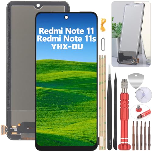 YHX-OU 6.43" Schwarz TFT Display für Xiaomi Redmi Note 11S 2201117SG Redmi Note 11 2201117TG LCD Display Touchscreen Ersatz Bildschirm Glas Assembly mit Werkzeug von YHX-OU