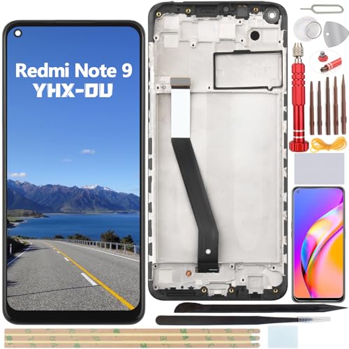 YHX-OU 6.53'' Schwarz + Rahmen Display Für Xiaomi Redmi Note 9 M2003J15SC M2003J15SG M2003J15SS LCD Display Touchscreen Ersatz Bildschirm Glas Assembly mit Werkzeug + 1 Stück Schutzfolie von YHX-OU