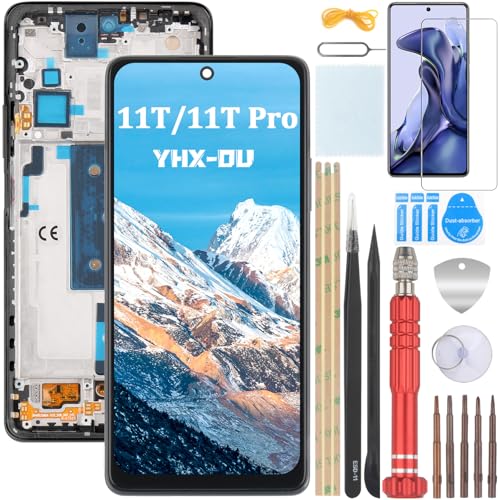 YHX-OU 6.67" TFT Display mit Rahmen für Xiaomi 11T 5G 21081111RG 11T Pro 5G LCD Display Touchscreen Ersatz Bildschirm Glas Assembly + Werkzeug + 1 Stück Schutzfolie von YHX-OU