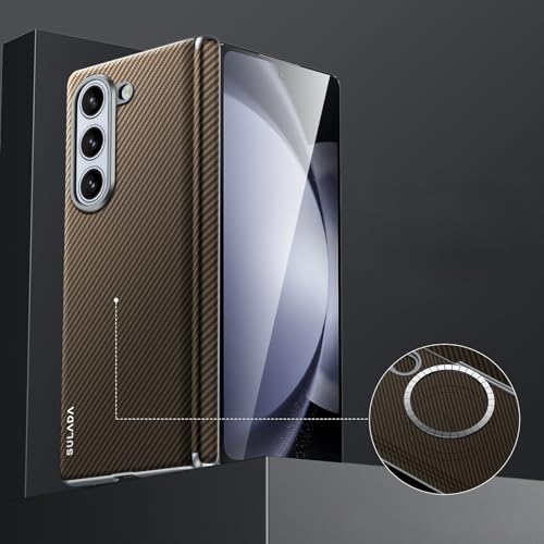 Magnetische Schutzhülle für Samsung Galaxy Z Fold 6 (ohne Frontrahmen, schlanke, matte harte Rückseite und weicher schwarzer Stoßfänger, flexible, sturzsichere Abdeckung, stoßfeste Handyhülle, Braun) von YHZXT