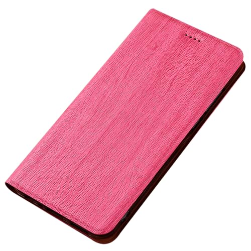 YHZXT Lederhülle für iPhone 16, Rundumschutz, stoßfest, Holzmaserung, Brieftaschen-Schutzhülle, Rosa, 16 von YHZXT