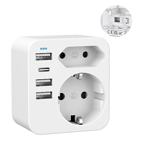 YIDODA Reiseadapter UK Adapter England Deutschland Stecker mit 4 USB 3.4A, England Adapter Steckdose,Steckdosenadapter Reisestecker Stromadapter für Irland Großbritannien Wand Ladegerät-2 Pack von YIDODA