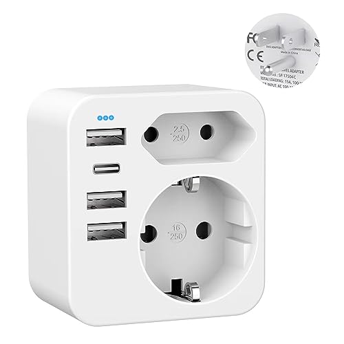 YIDODA Reiseadapter USA Adapter Amerika Deutschland Stecker mit 4 USB 3.4A, Adapter USA Steckdose,Steckdosenadapter Reisestecker Stromadapter für Kanada Thailand Mexiko Wand Ladegerät Ladestation von YIDODA