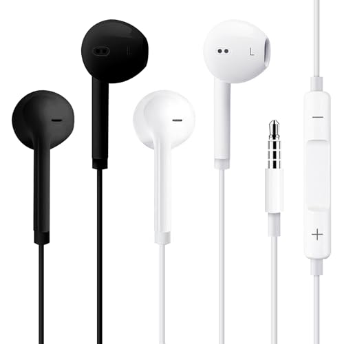 2-Pack Kopfhörer mit Kabel, In Ear Kopfhörer Kabel Kabelkopfhörer mit Mikrofon, Kopfhörer 3.5mm Klinkenstecker, Headphones Wired In Ear Ohrhörer mit Kabel für iPhone Samsung Huawei Android MP3 von YIIFELL