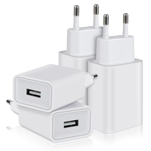 4-Pack 12W USB Ladegerät, 2.4A/5V USB Stecker USB Netzteil USB Adapter, Netzstecker USB Ladestecker USB Steckdose Kompatibel mit iPhone Samsung Huawei Xiaomi Oppo von YIIFELL