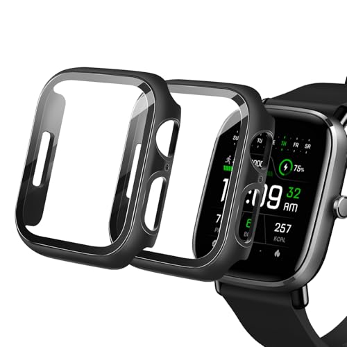 YIIFELL Apple Watch SchutzhüLle,Apple Watch 9/8/7 45mm Displayschutz Apple Watch HüLle 45mm Hergestellt Aus GehäRtetem Glas Und Starken Polyesterfasern SchutzhüLle Apple Watch（Schwarz） von YIIFELL