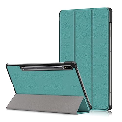 YIIWAY Kompatibel mit Samsung Galaxy Tab S7+ Plus / S8+ Plus (12.4") Hülle, Grün Dünn Tablet Handyhülle Schutzhülle Case mit Auto Sleep/Wake Funktion und Standfunktion YW55101 von YIIWAY