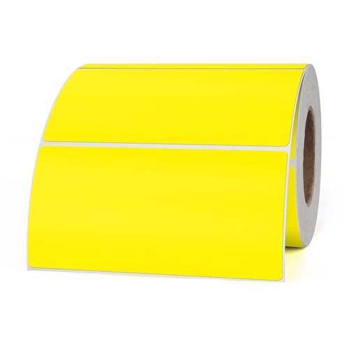 YIKIADA Gelb Etiketten 50 x 100 mm Selbstklebend Vinyl Farbige Aufkleber Wasserdichte Name Klebeetiketten Rolle für Umzug Büro Lager Haus 500 Stück von YIKIADA