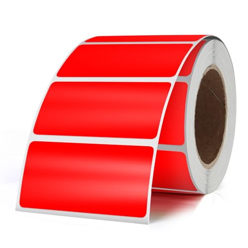 YIKIADA Rot Etiketten 25 x 50 mm Selbstklebend Vinyl Farbige Aufkleber Wasserdichte Name Klebeetiketten Rolle für Umzug Büro Lager Haus 500 Stück von YIKIADA