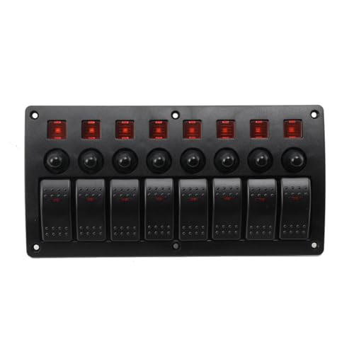 YILIKISS 8 Gang Marine Schalter Panel wasserdichte Toggle Rocker Switch Panel 12V /24V Leistungsschalter rot LED für Auto RV Fahrzeug Boat Yacht von YILIKISS