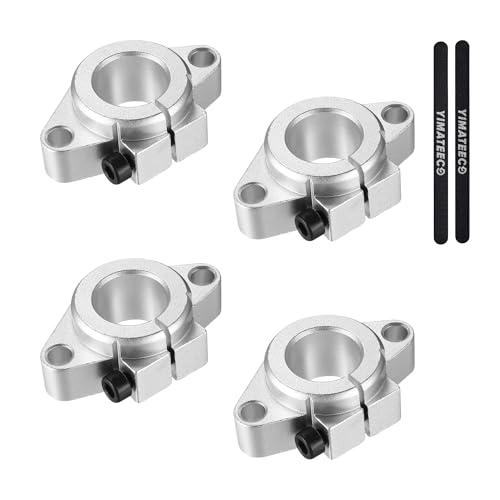 YIMATEECO Optische Achsenunterstützung Horizontal Wellenkupplung, Innendur Chmesser 16mm, lineare Bewegungs Führung, Gleittischhalterung aus Aluminium Legierung (silber, 4 Pack) von YIMATEECO