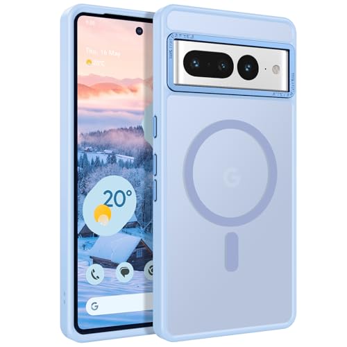 YINLAI für Google Pixel 7 Pro Hülle,Handyhülle Google Pixel 7 Pro Magnetisch Cover Case Translucent Matt Stoßfest Kratzfest Schutzhülle für Google Pixel 7 Pro 6.7",Helles Blau von YINLAI