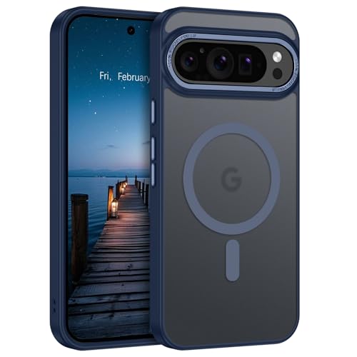 YINLAI für Google Pixel 9 Pro XL Hülle Kompatibel mit MagSafe,Handyhülle Pixel 9 Pro XL Magnetisch Cover Case Translucent Matt Stoßfest Militärschutz Schutzhülle für Google Pixel 9 Pro XL 6.8",Blau von YINLAI