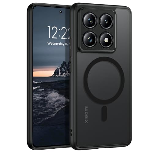 YINLAI für Xiaomi 14T Pro Hülle Kompatibel mit MagSafe,Handyhülle Xiaomi 14T Pro Magnetische Translucent Matt Stoßfest Kratzfest Cover Case Schutzhülle für Xiaomi 14T Pro 5G 6.67",Schwarz von YINLAI