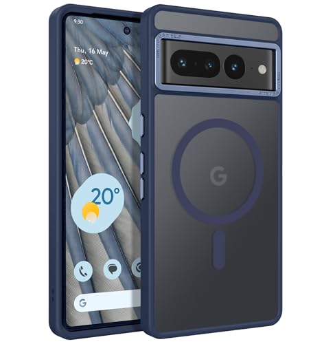 YINLAI für Google Pixel 7 Pro Hülle Kompatibel mit MagSafe,Handyhülle Google Pixel 7 Pro Magnetisch Cover Case Translucent Matt Stoßfest Kratzfest Schutzhülle für Google Pixel 7 Pro 6.7",Blau von YINLAI