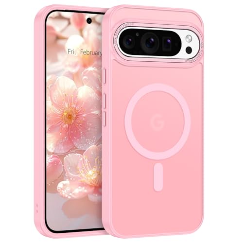 YINLAI für Google Pixel 9 Pro XL Hülle Kompatibel mit MagSafe,Handyhülle Pixel 9 Pro XL Magnetisch Cover Case Translucent Matt Stoßfest Militärschutz für Google Pixel 9 Pro XL 6.8",Rosa/Pink von YINLAI